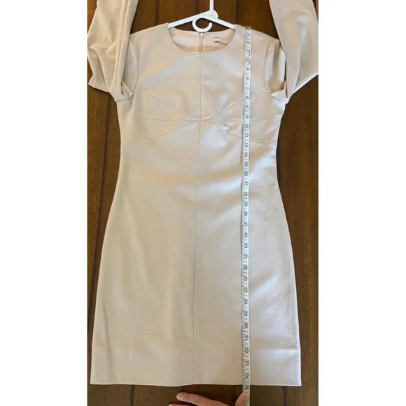 Diane Von Furstenburg Beige Long Sleeve Wool Blend Stretch Mini Dress Size 8 - Picture 11 of 12